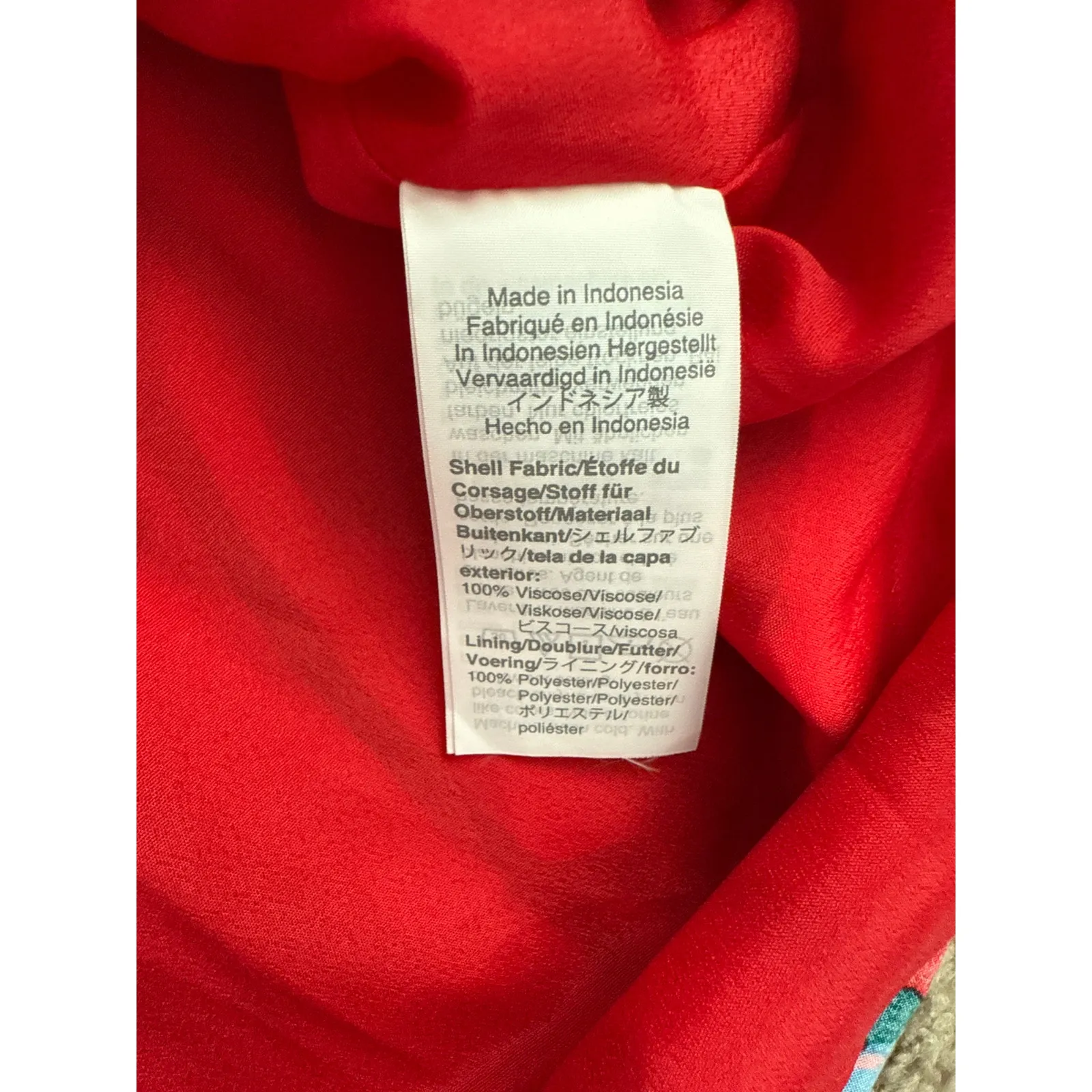 J. Crew Retro-Vibe Floral V-Neck Long Sleeve Red & Blue Mini Dress‎ Size 8 - Image 9