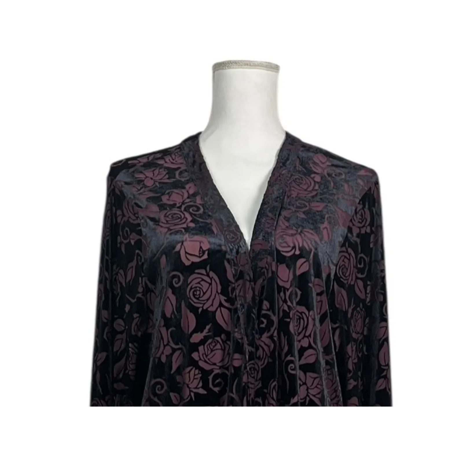 Hot Topic Cosmic Aura Duster Size XL/2X Kimono Fringe Velvet Burnout Purple Goth - Image 6