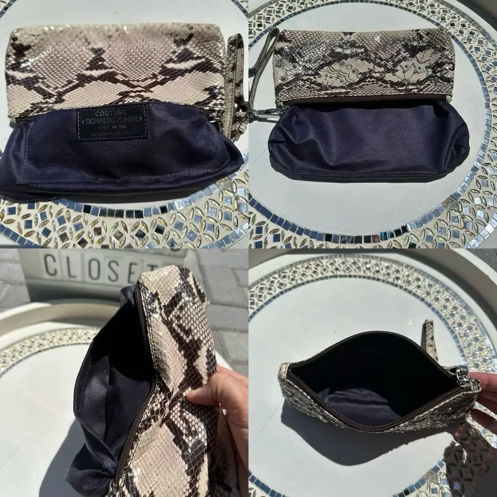 Courture Donald J Pliner snakeskin leather clutch/wristlet - Image 14