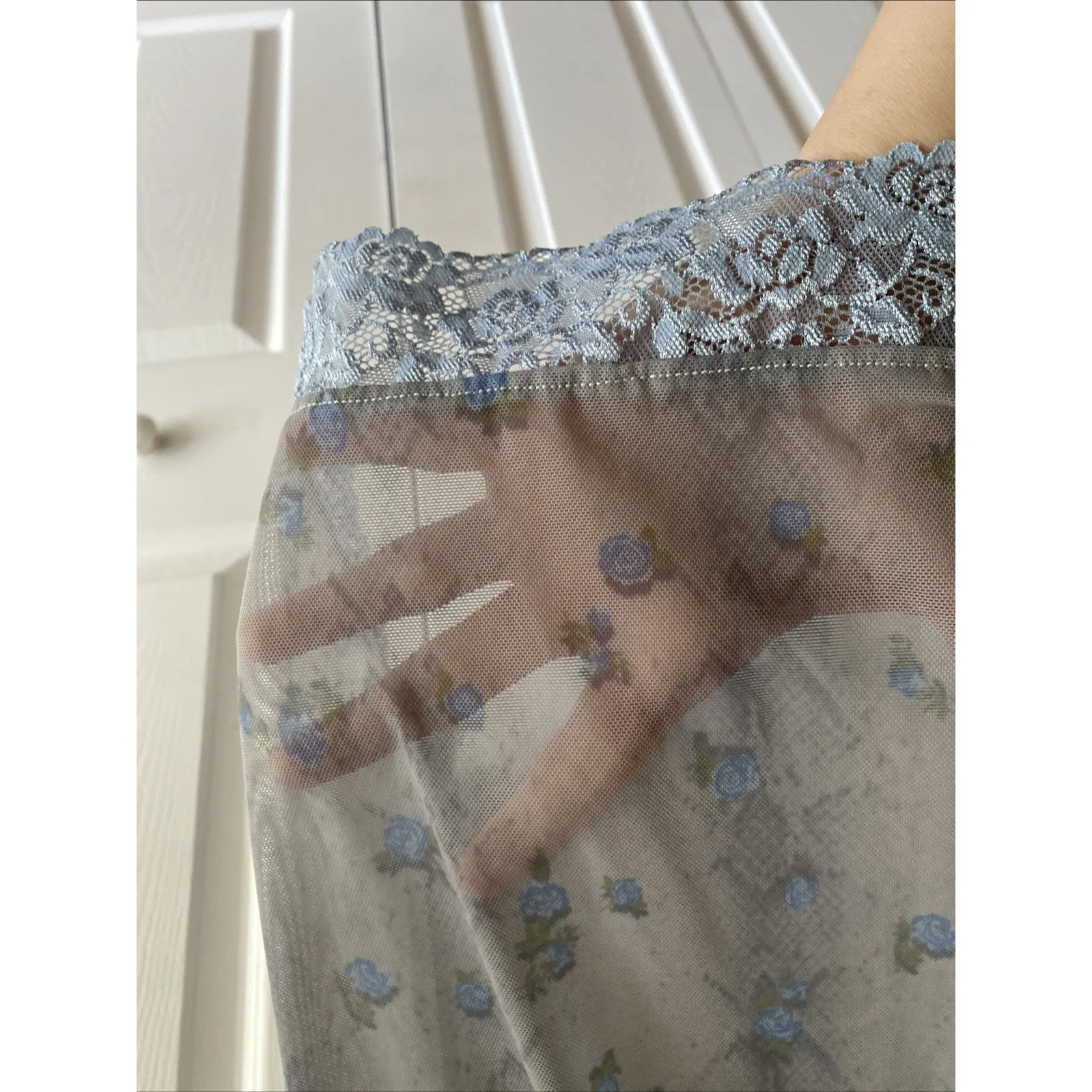 Out From Under Womens Small Urban Outfitters Navy Floral Corset Babydoll Chemise - Image 5