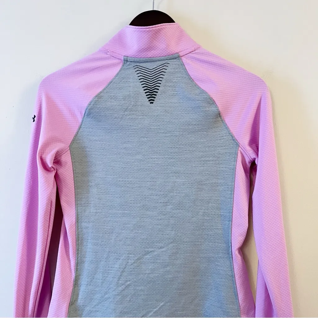 Under Armour Cold Gear Reactor 1/2 Zip Front Pullover Pink/Gray NEW Size Small - Image 9