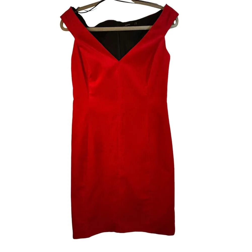 Theory Red Velvet Sleeveless Off Shoulder Dress - Size 4 - Image 3