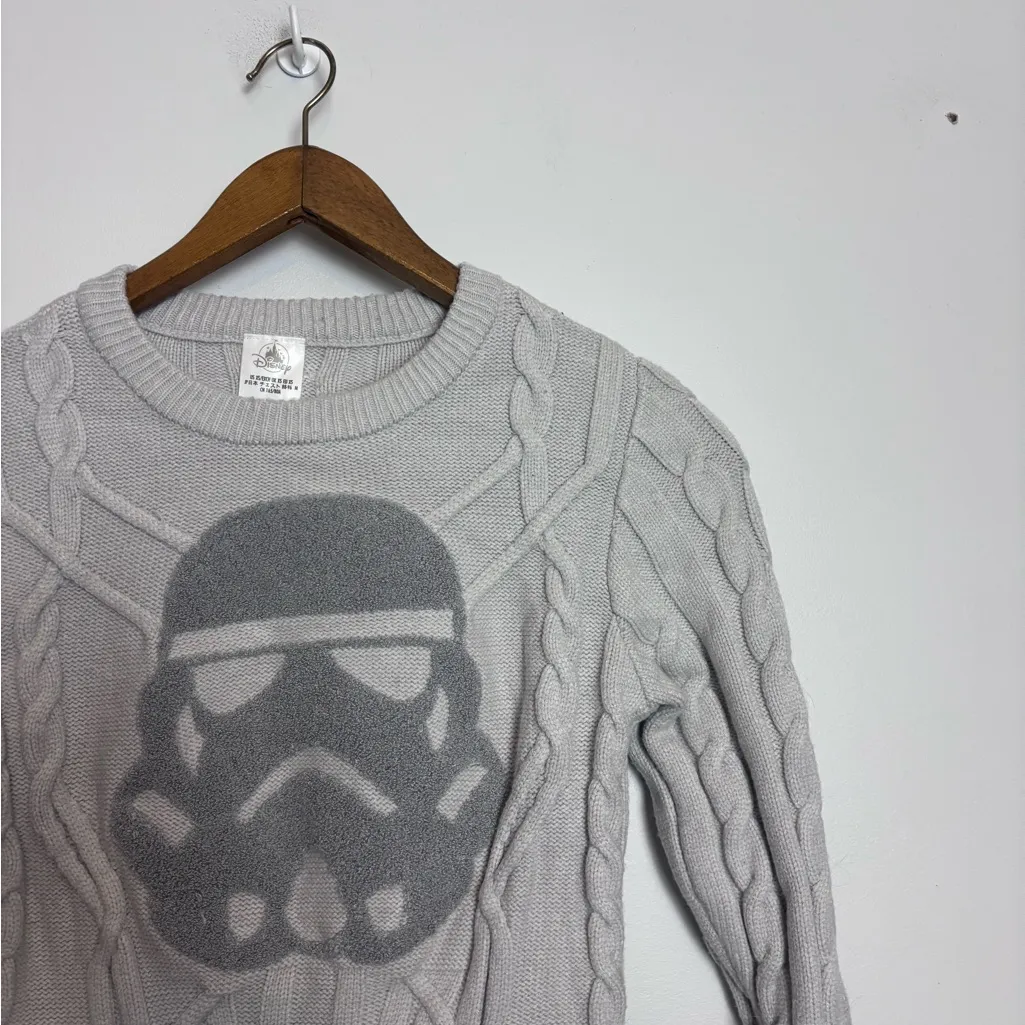 Disney Parks Star Wars Stormtrooper Gray Cable Knit Crew Neck Pullover Sweater - Image 3