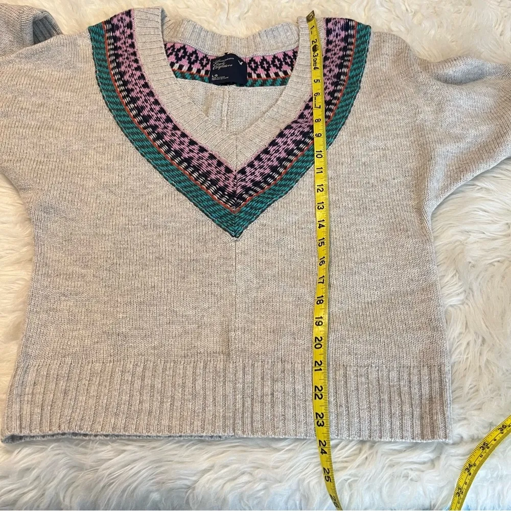 American Eagle Outfitters AEO Wool Blend Deep V Sweater Size Large Dolman Sleeve - Image 10