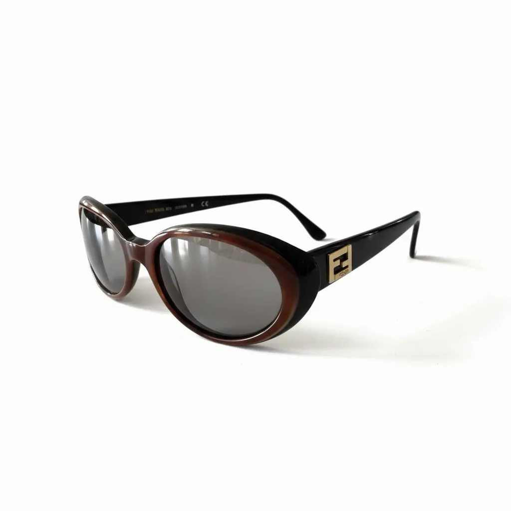 Vintage Y2K Fendi Oval Sunglasses Blonde Black FF Logo Made in Italy Old Money - Image 2