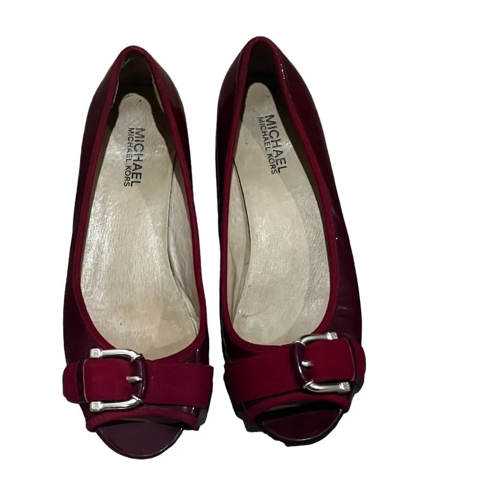Michael Kors Women's Red Leather Ballet Flats Size 7.5M Slip-On Casual Shoes - Image 8