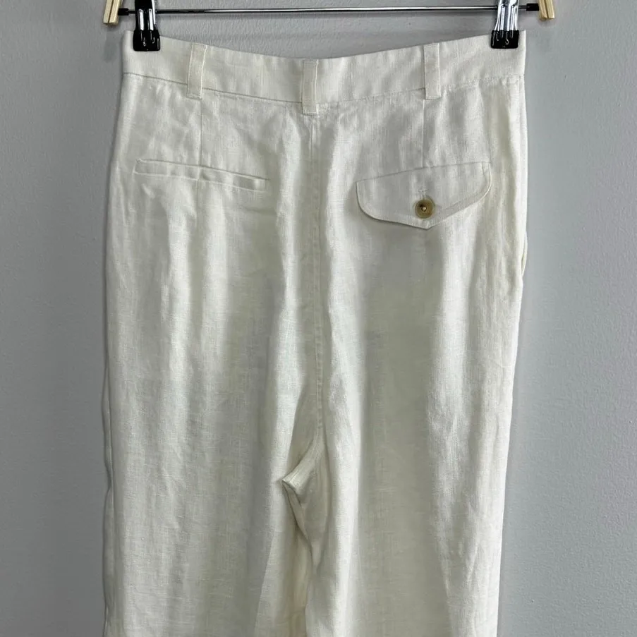Mara Hoffman Eldora‎ Trouser Size 4 White High Rise Wide Leg Tailored 100% Hemp - Image 9