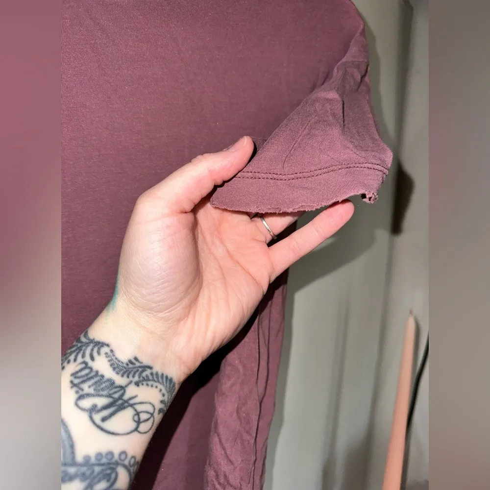 Aerie Real Soft Distressed Burgundy Tee - Image 4