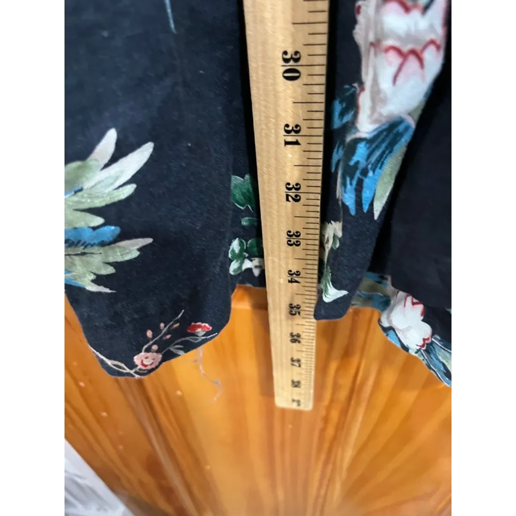 Johnny Was Workshop Linen Dark Blue Floral Print Long Sleeve Duster Jacket Small - Image 6