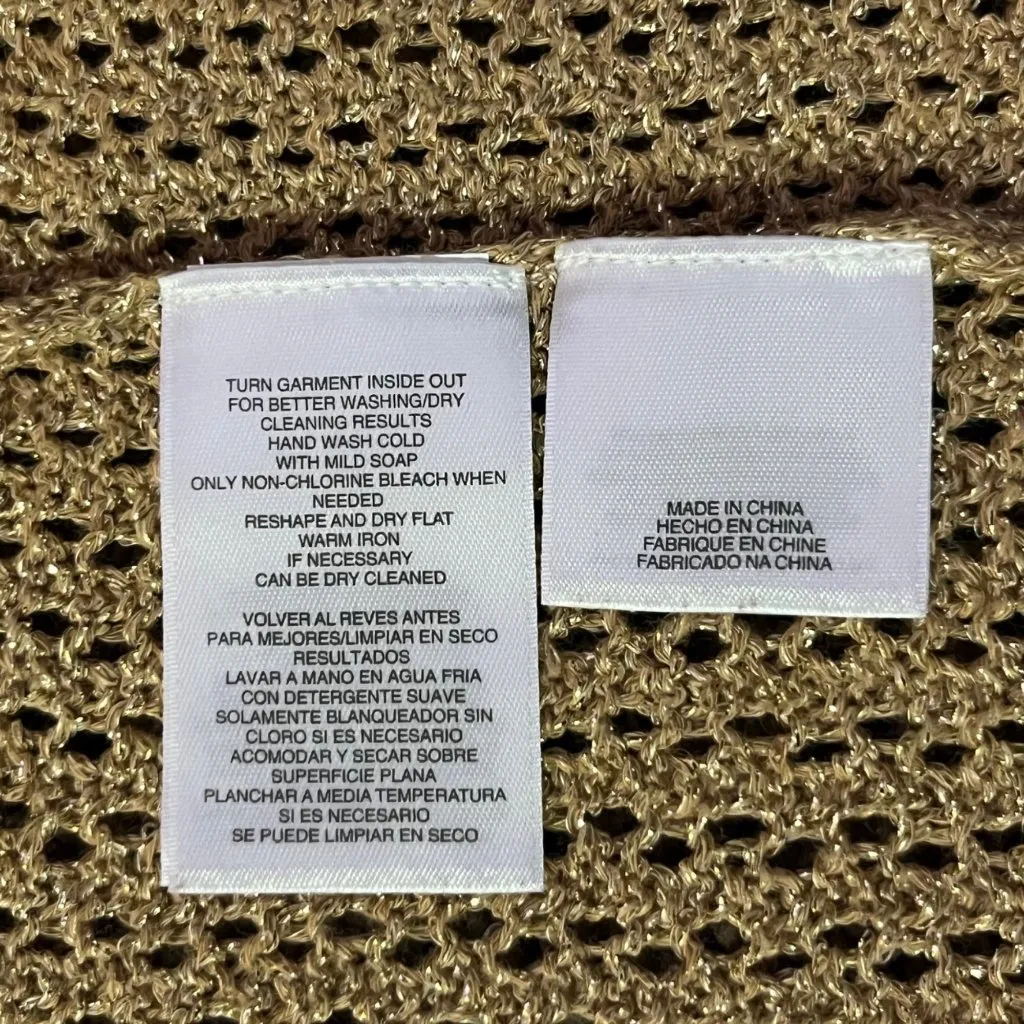 Jones Studio Gold Sparkle Open Front Cardigan Womens M Used New Years Eve - Image 8