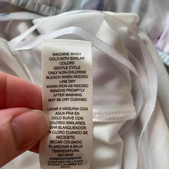 White House Black Market Floral Dress Small White Purple Off-Shoulder Floral‎ - Image 7