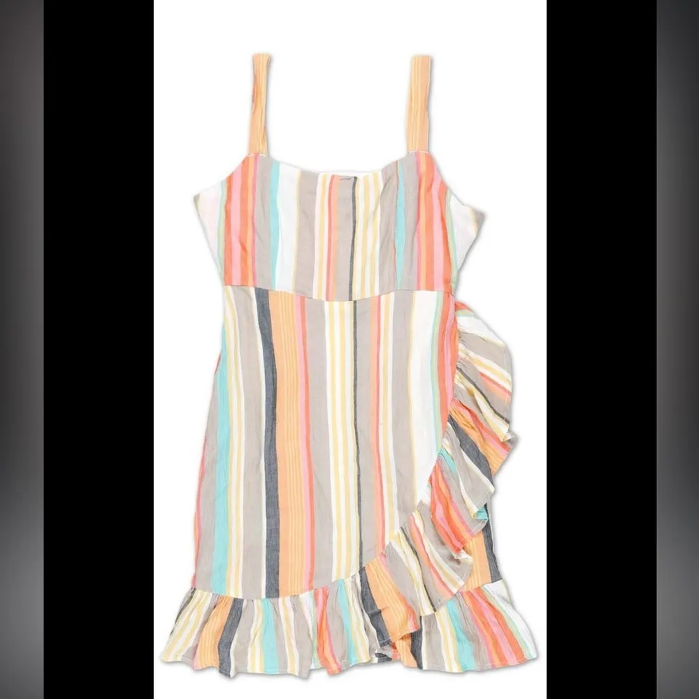 O’Neill Multicolored Striped Ruffle Beach Mini Dress size Small - Image 2