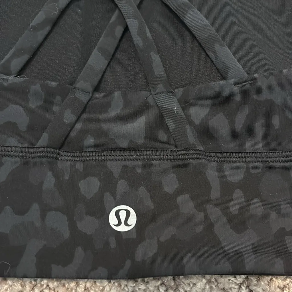 Lululemon Energy Bra High Neck Long Line Camo Gray Black - Image 3