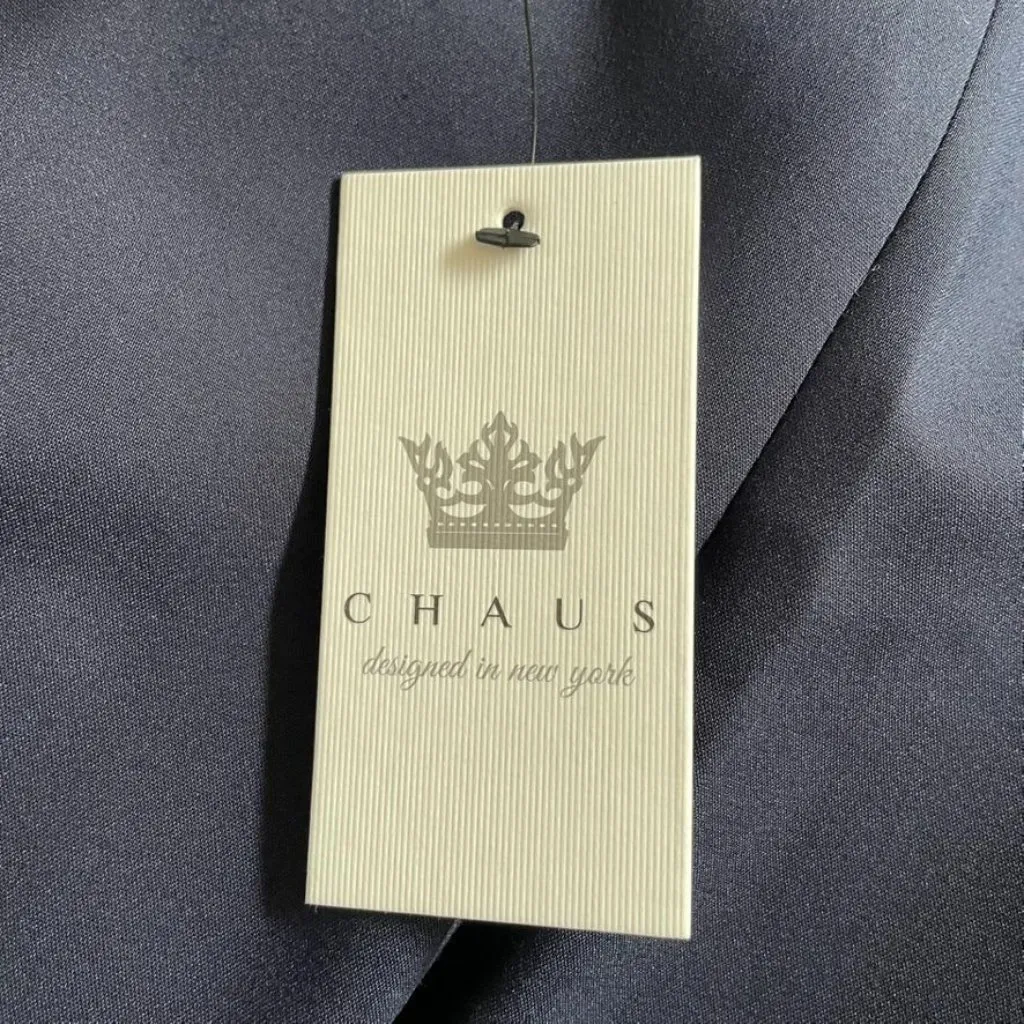 Chause Womens Classic Career Blazer  Blue White trim Tailored Jacket Size L New - Image 10