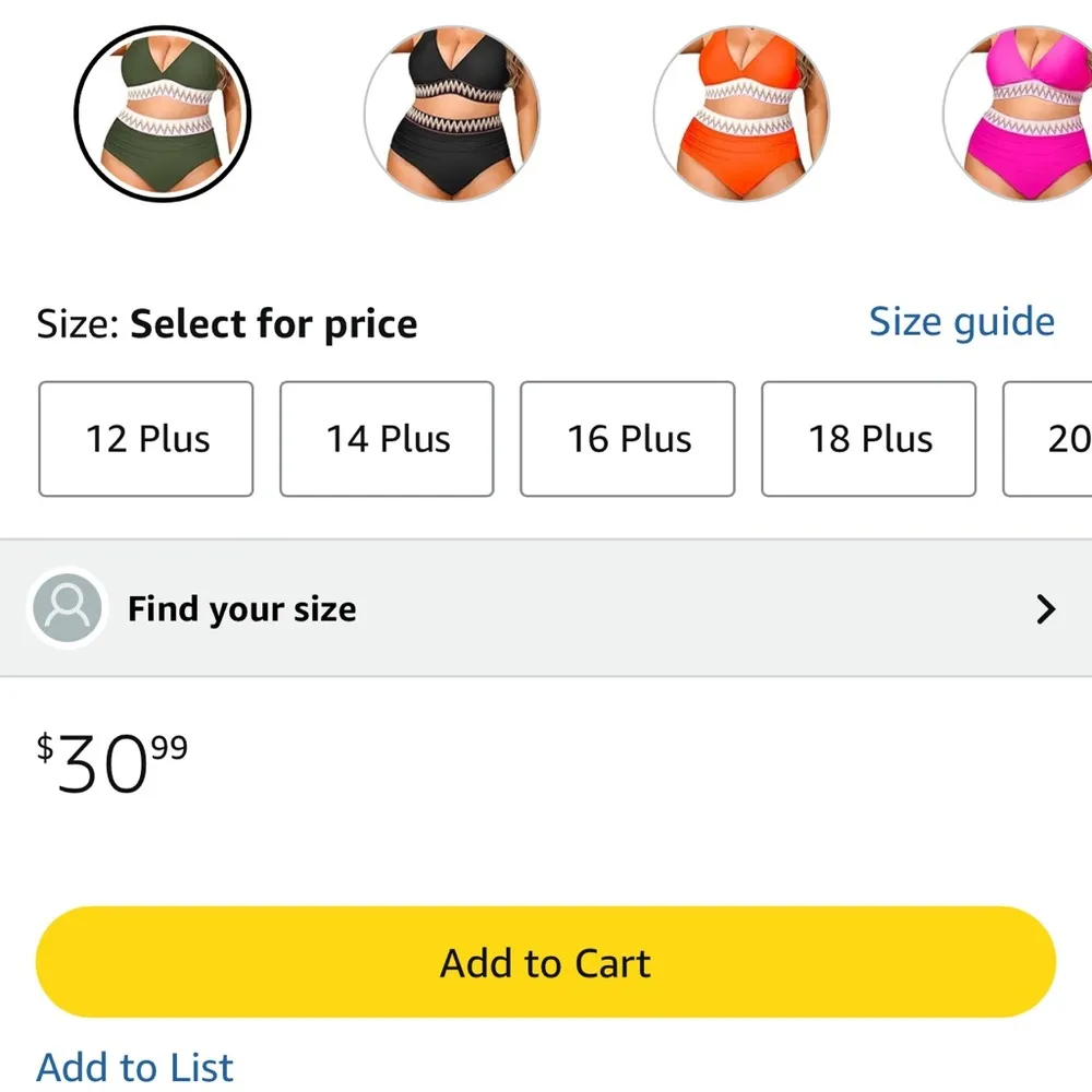 Yonique Plus Size Two Piece Bikini High Waisted Tummy Control Swimsuit Black Pink - Image 6