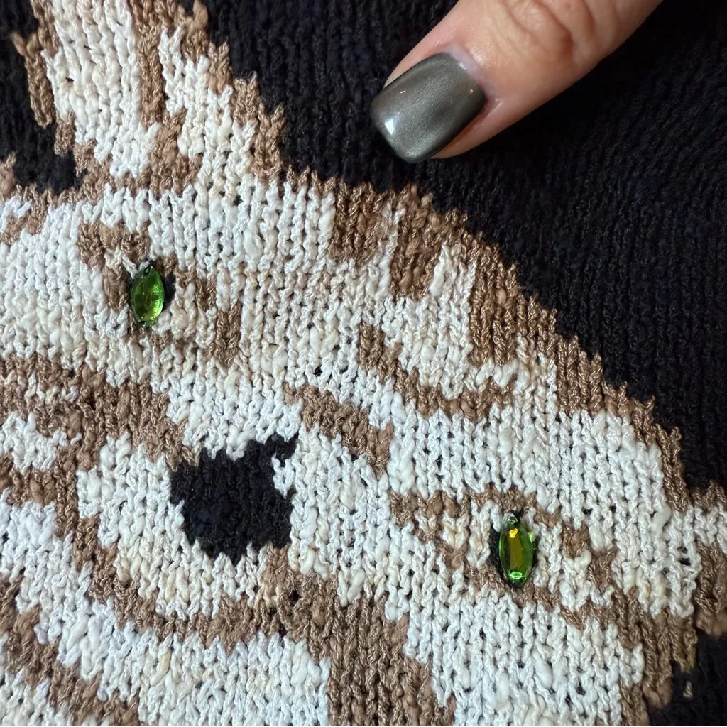 Vintage 80s/90s Adele Joyce Polka Dot Kitty Cat Sweater Size M Black Size M - Image 7