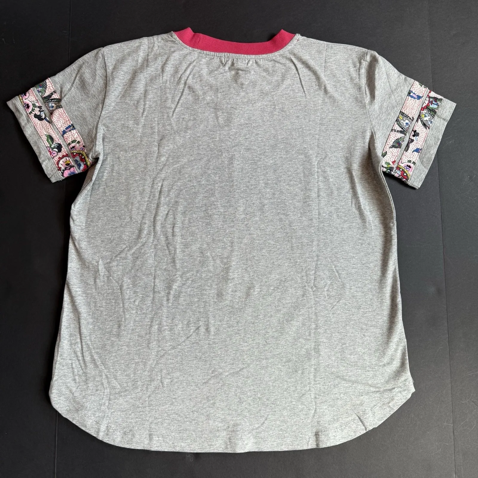 Vera Bradley Top Women L 12 14 Stitched Flower Ringer Pajama Baseball T Shirt - Image 7