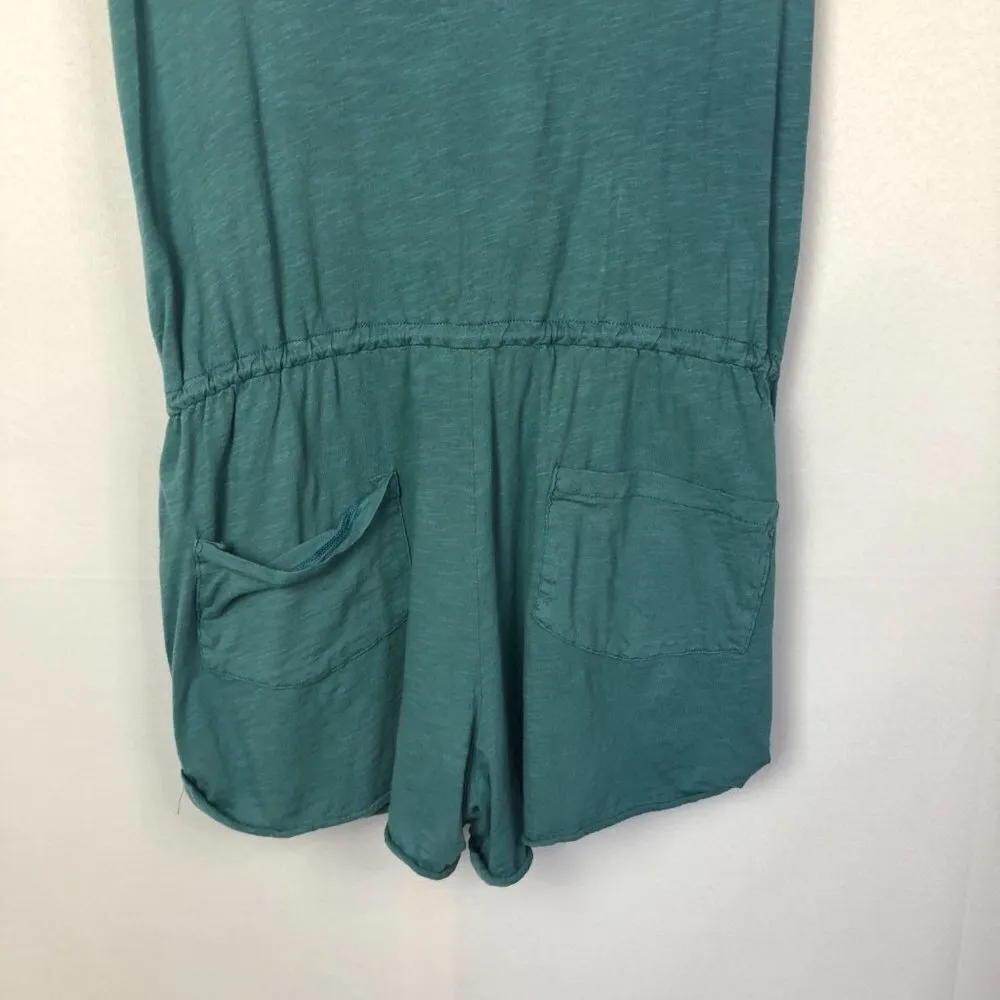 Zara TRF Blue Scoop Neck Sleeveless Pocket Front Cotton Romper S - Image 6