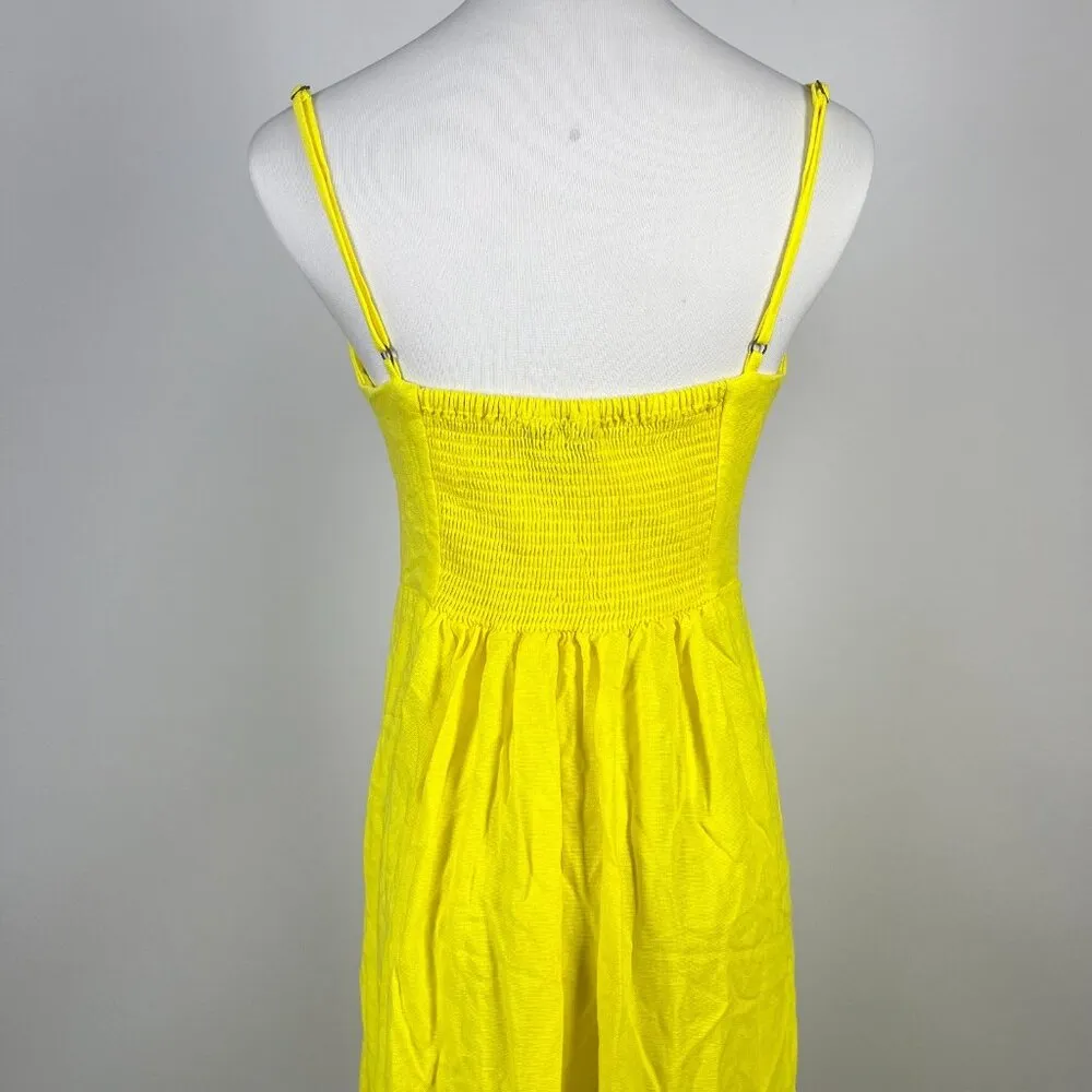 NWOT Farm Rio Linen Blend Yellow Sleeveless Midi Dress Size S - Image 10