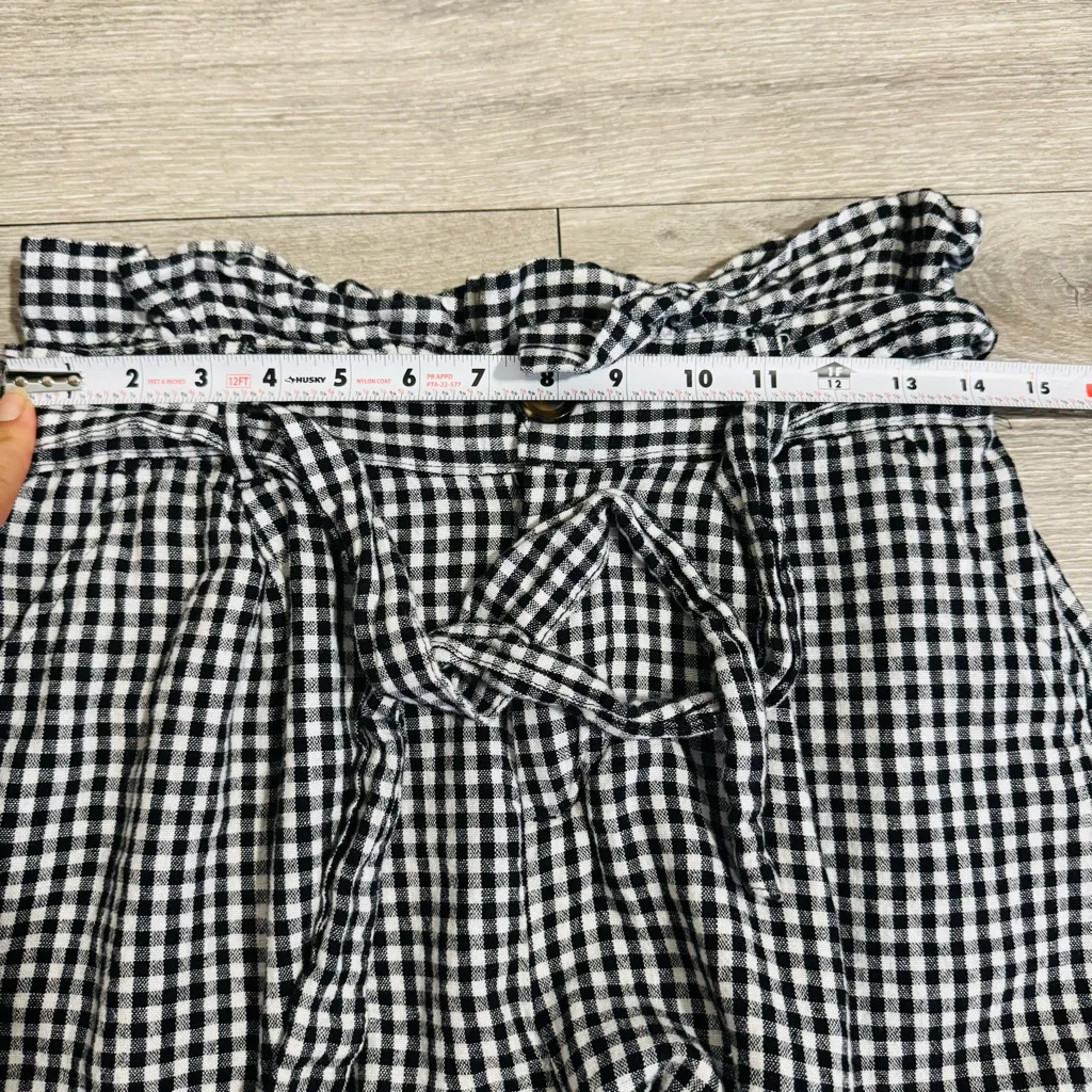 Who What Wear Women Black White Gingham Plaid High Waist Linen Blend Shorts Sz 8 - Image 10