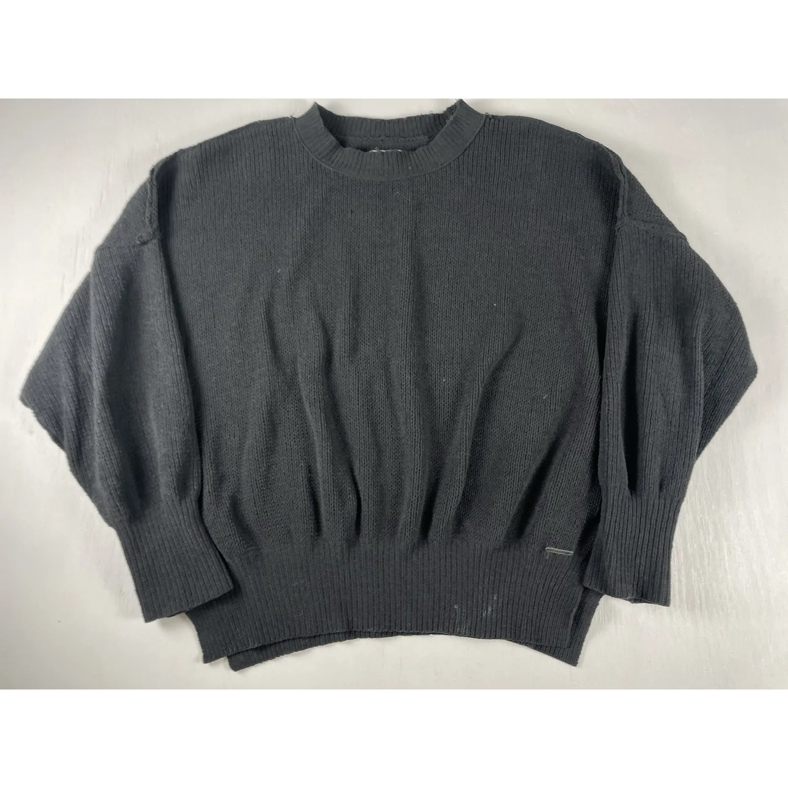 Abercrombie & Fitch Oversized Barrel Sleeve Sweater Top Soft Women M Cinch Cuff - Image 2