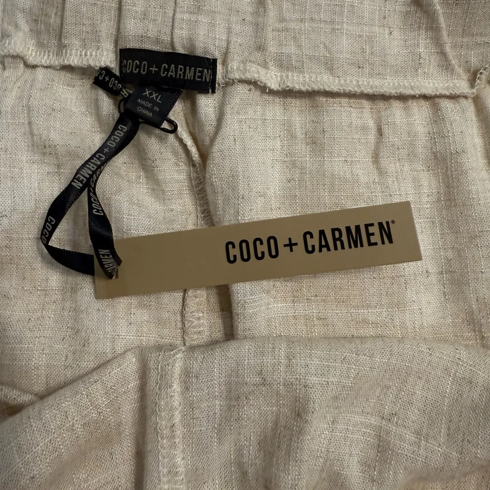 Coco + Carmen Cream Linen Blend Pant With Fringe Hem - Image 3