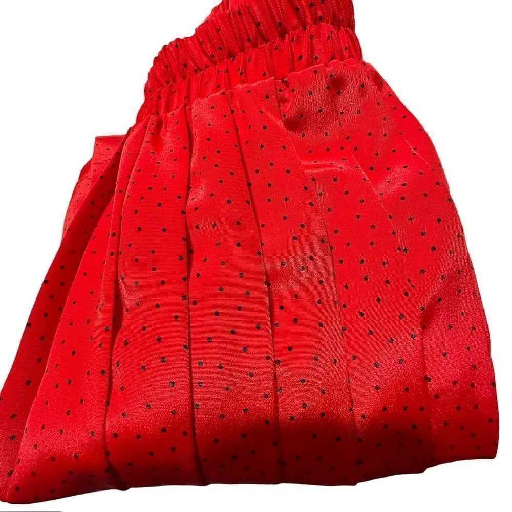 Vintage Andrea Gayle Two Piece Red & Black Dotted Skirt Set Size 16 - Image 11