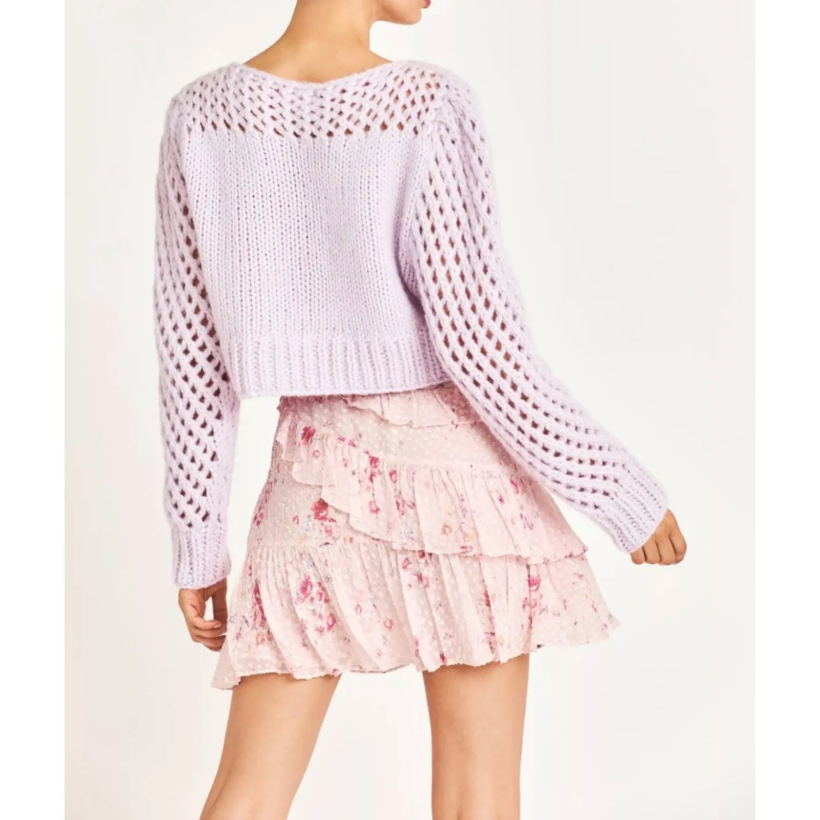 LoveShackFancy Imelda Skirt Bubbly Pink Size 4 Mini Ruffle Skirt Silk Blend - Image 2