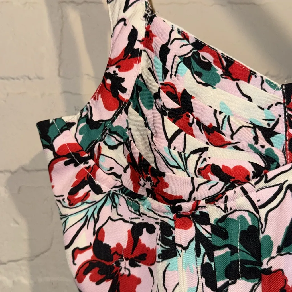 Japna cropped XS Floral Print Women's Top smocked back corset - Image 2