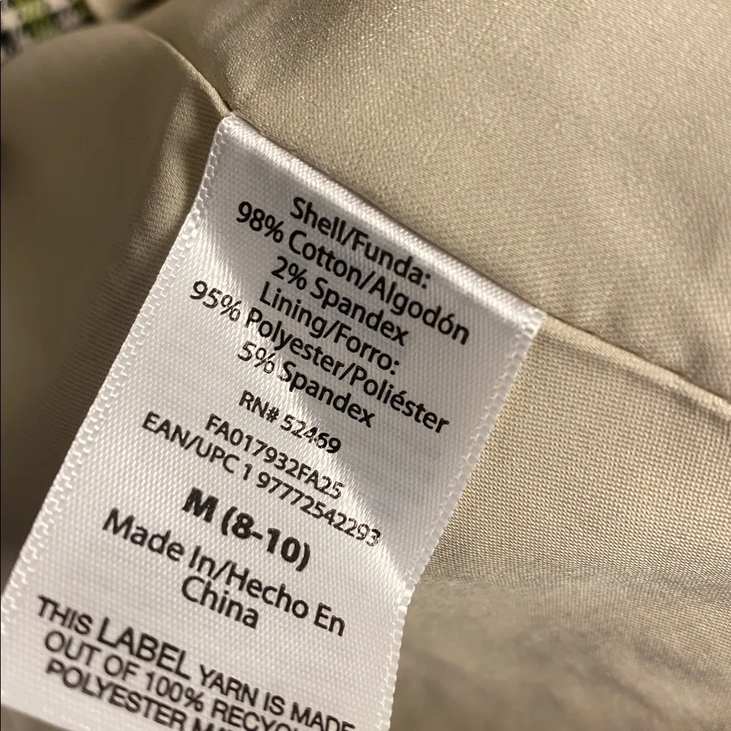 Free Assembly Plaid Black & White Cotton Blazer with Green Accents Medium NEW - Image 6