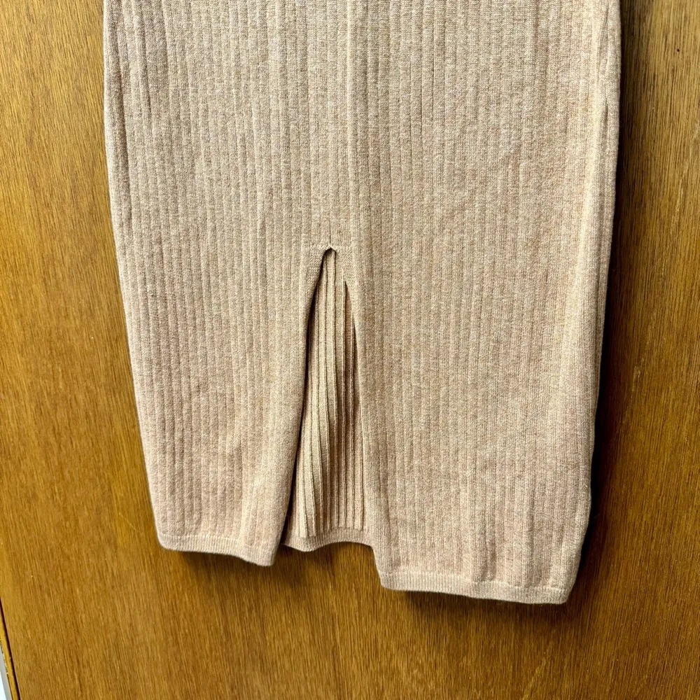 Free People Skyline Midi Skirt Beige Rib Knit Sweater Pull On Camel Tan Small S - Image 7