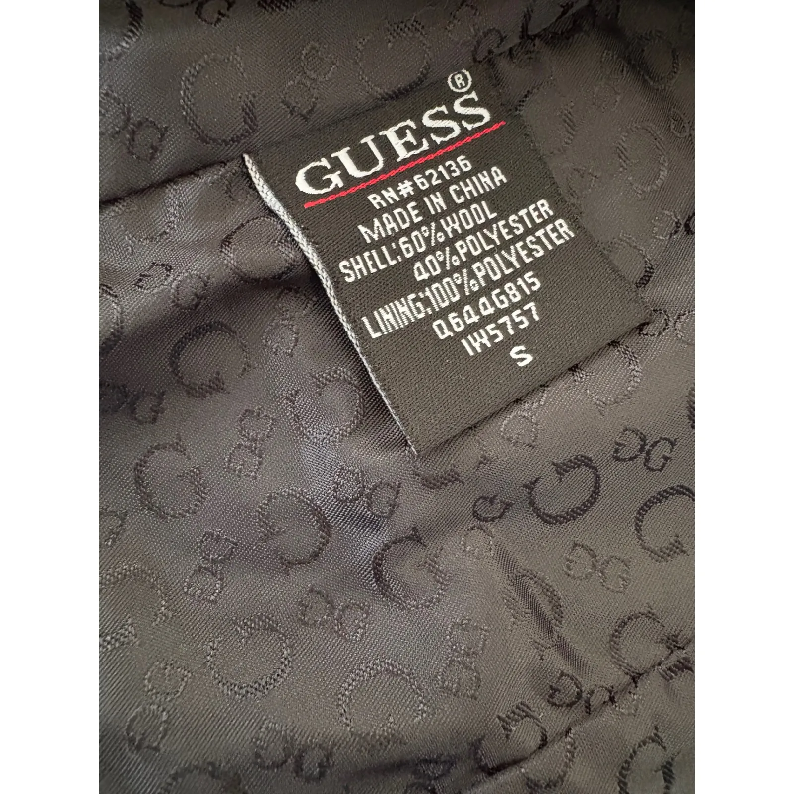 Guess Black Wool Blend Pea Coat‎ Women's Double Breasted Jacket Sm - Image 8