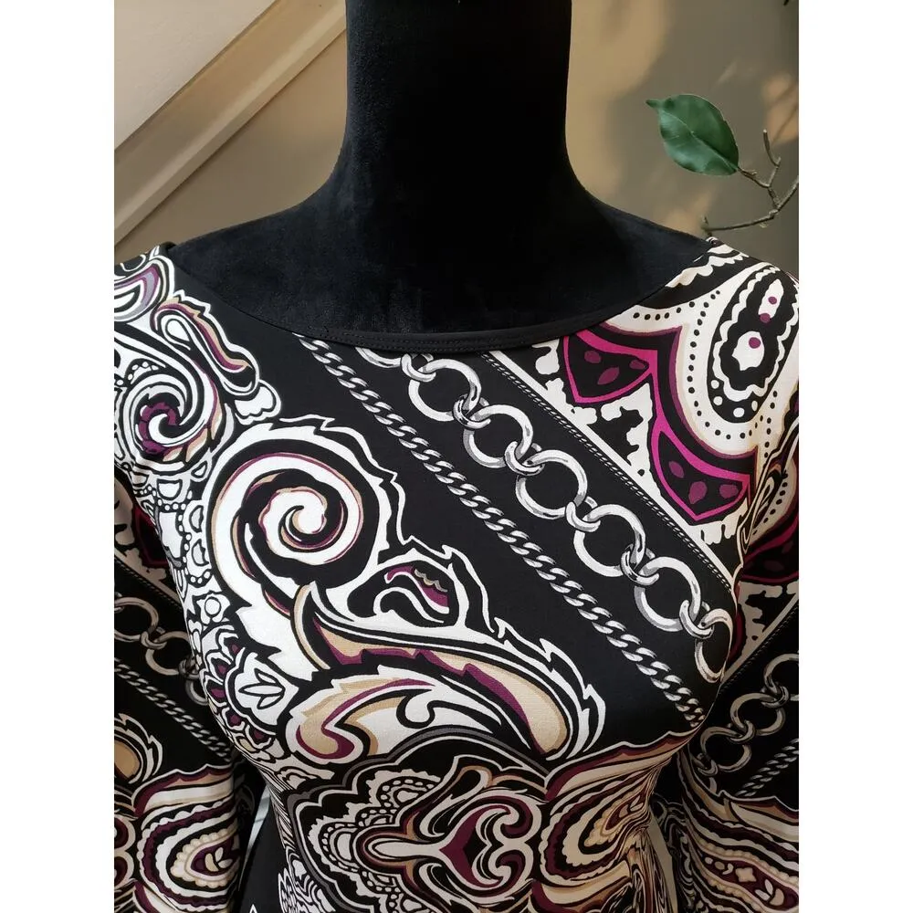 White House Black Market Dress Women L Multicolor Paisley Stretch - Image 3