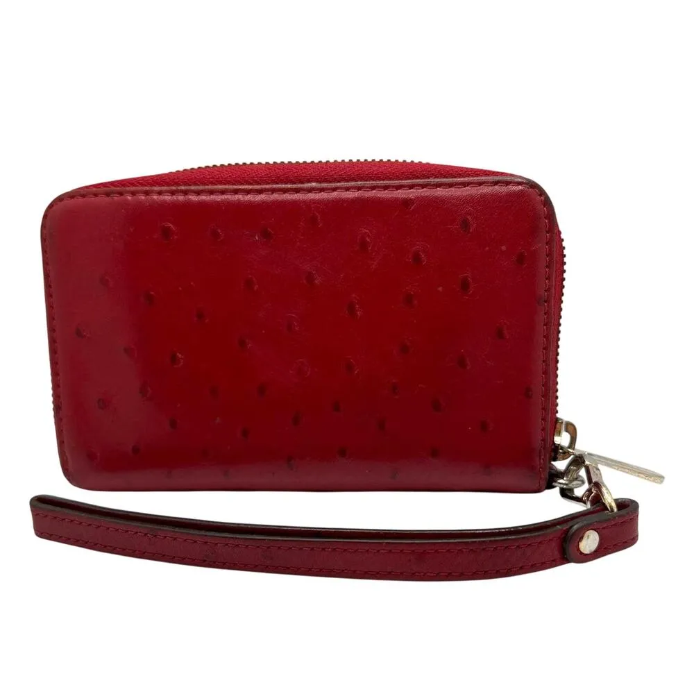 MICHAEL KORS est 1981 Red Ostrich Zip Around Small Wallet - Image 2