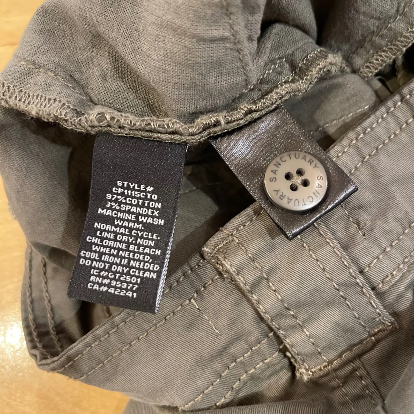 Sanctuary Womens Casual Pants Sz 27 (4) Olive Green Button Fly Wide Leg Trousers - Image 6