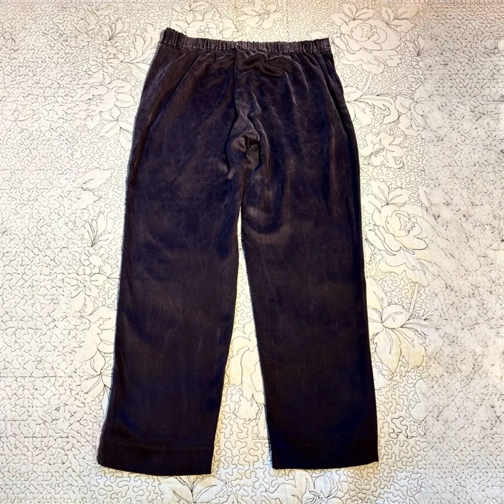 Theory Silk Pajama Navy Drawstring Cropped Ankle Pull-On Pull On Pants Sz M💛 - Image 2