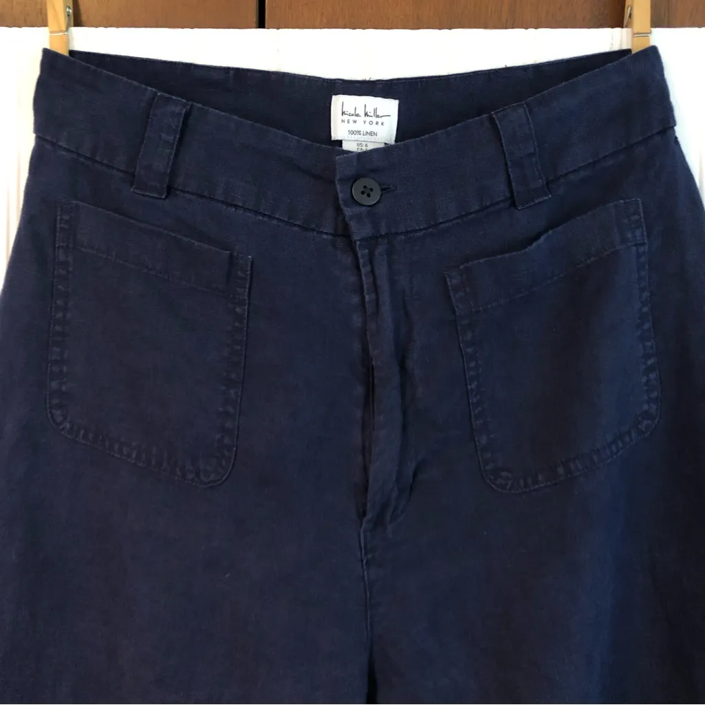 Nicole Miller Dark Navy Linen Pants - Image 3