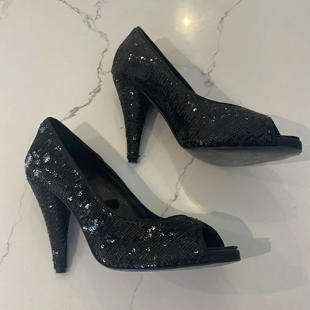Zara black and silver sequin heels - Image 6