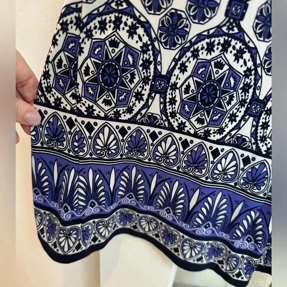 Kate Hill Navy Purple Sleeveless Boho Bohemian Print Midi Dress Plus Size 18W - Image 7