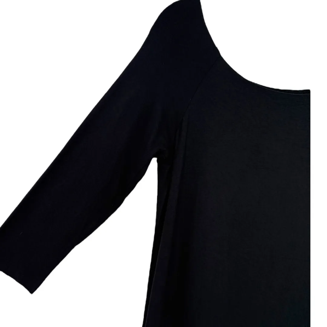 Ali & Jay 3/4 Sleeve Faux Leather Bottom‎ Made in USA Shift Dress Black Sz Large - Image 9