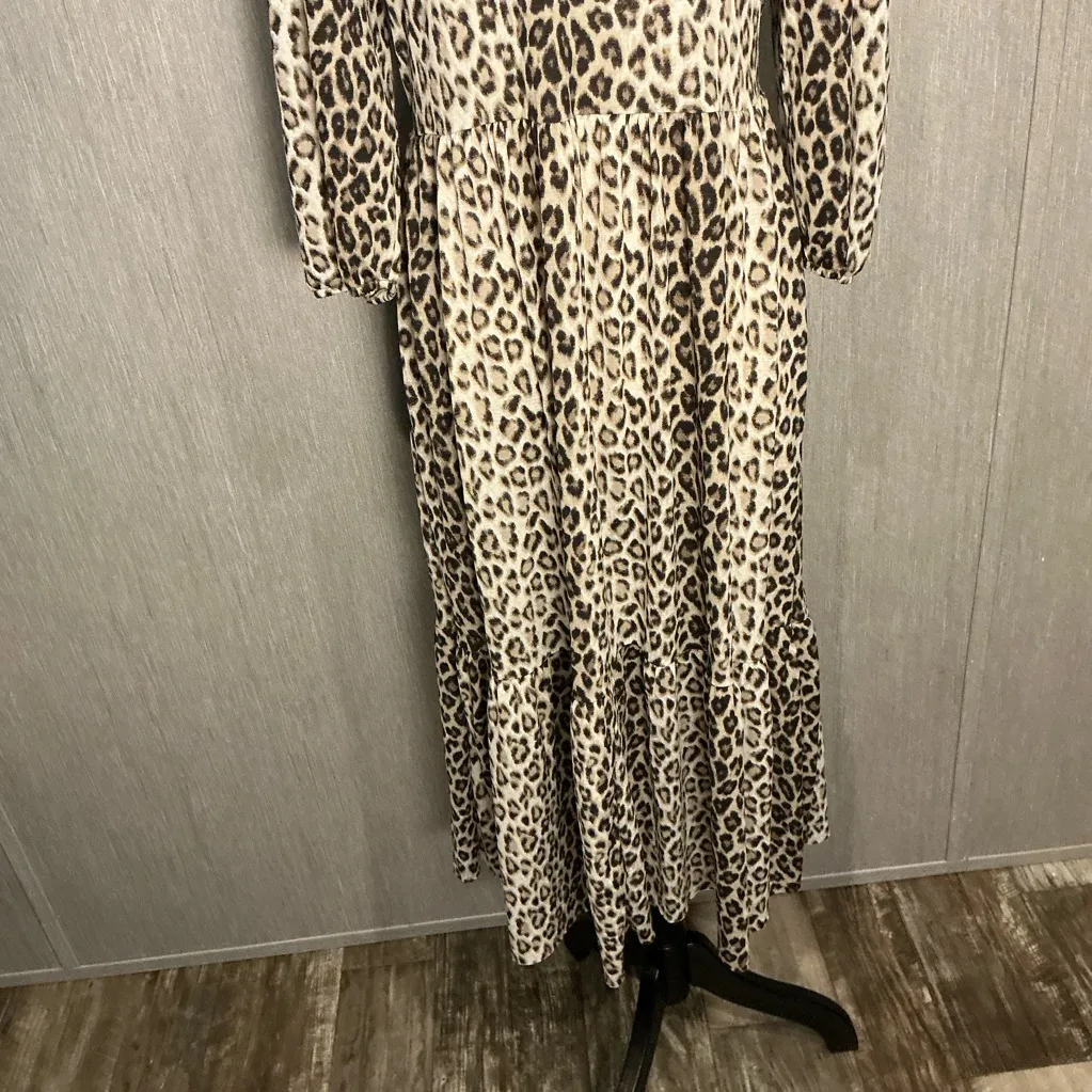 Zara Animal Print Long Sleeve Dress Size XS - Image 9
