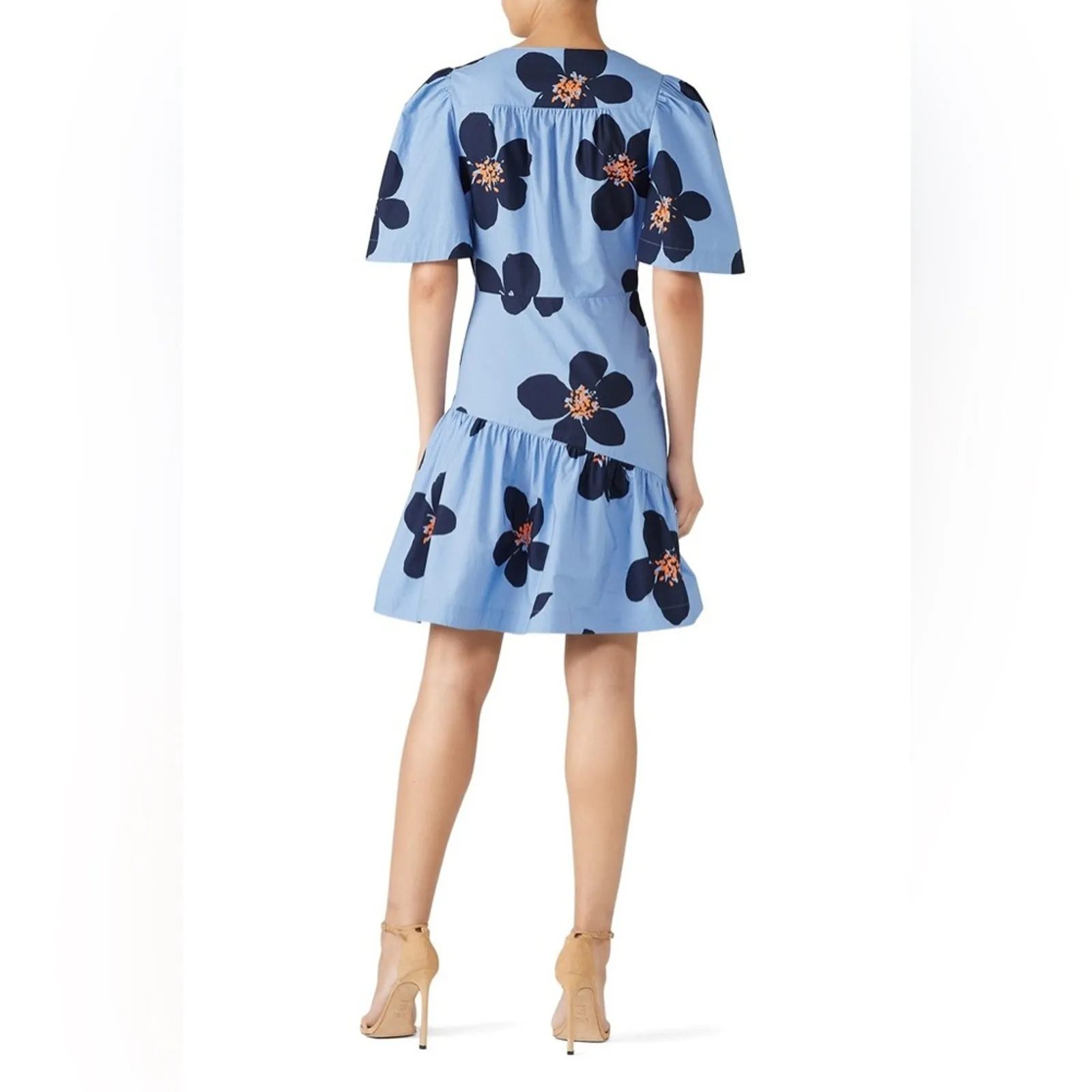 Kate Spade Blue Grand Flora Floral Flounce Mini Dress 0 - Image 7