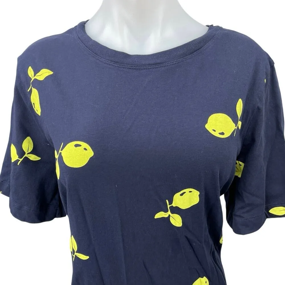 C&A Women's Blue Lemon Fruit Crew Neck Short Sleeve Mini T Shirt Dress Sz XL - Image 3