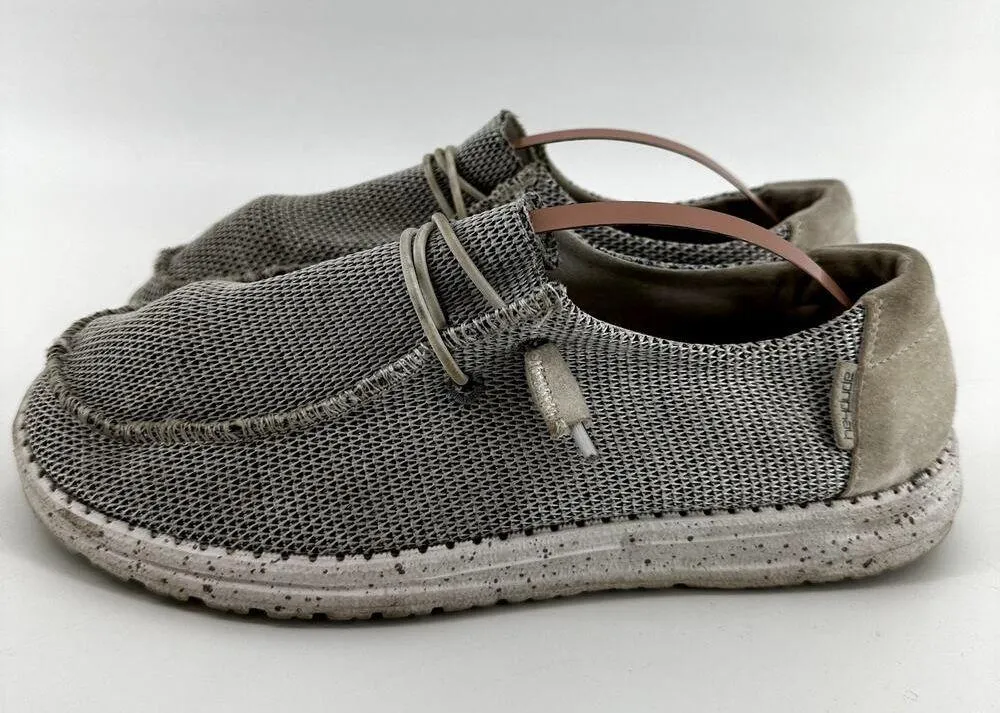Hey Dude Wendy Sox Sneakers Woven Knit Lightweight Stone Lace Up White Gray 8 - Image 4