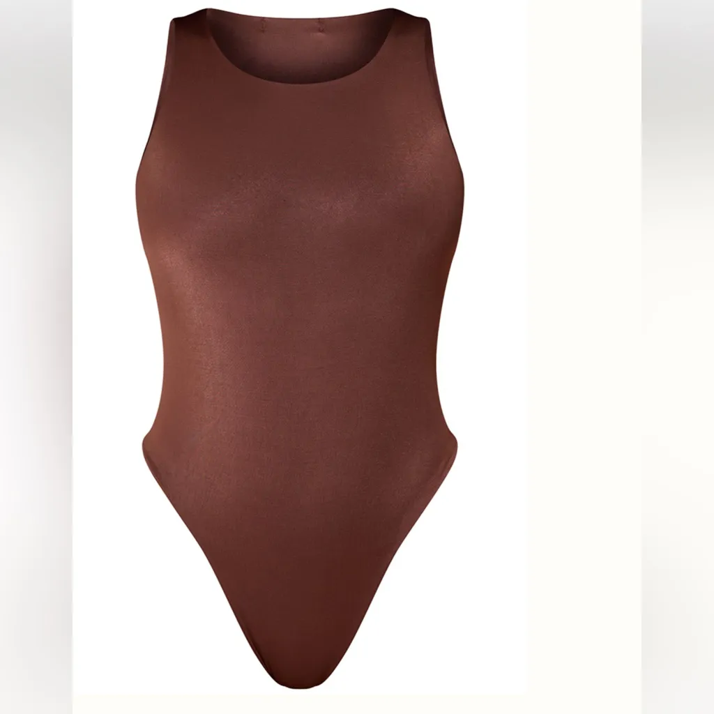 NWT MISSGUIDED BROWN SLINKY THONG BODYSUIT US2 - Image 2