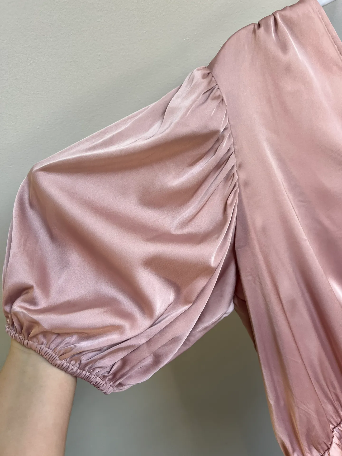 Satin Pink Wrap Blouse Bodysuit - Image 4