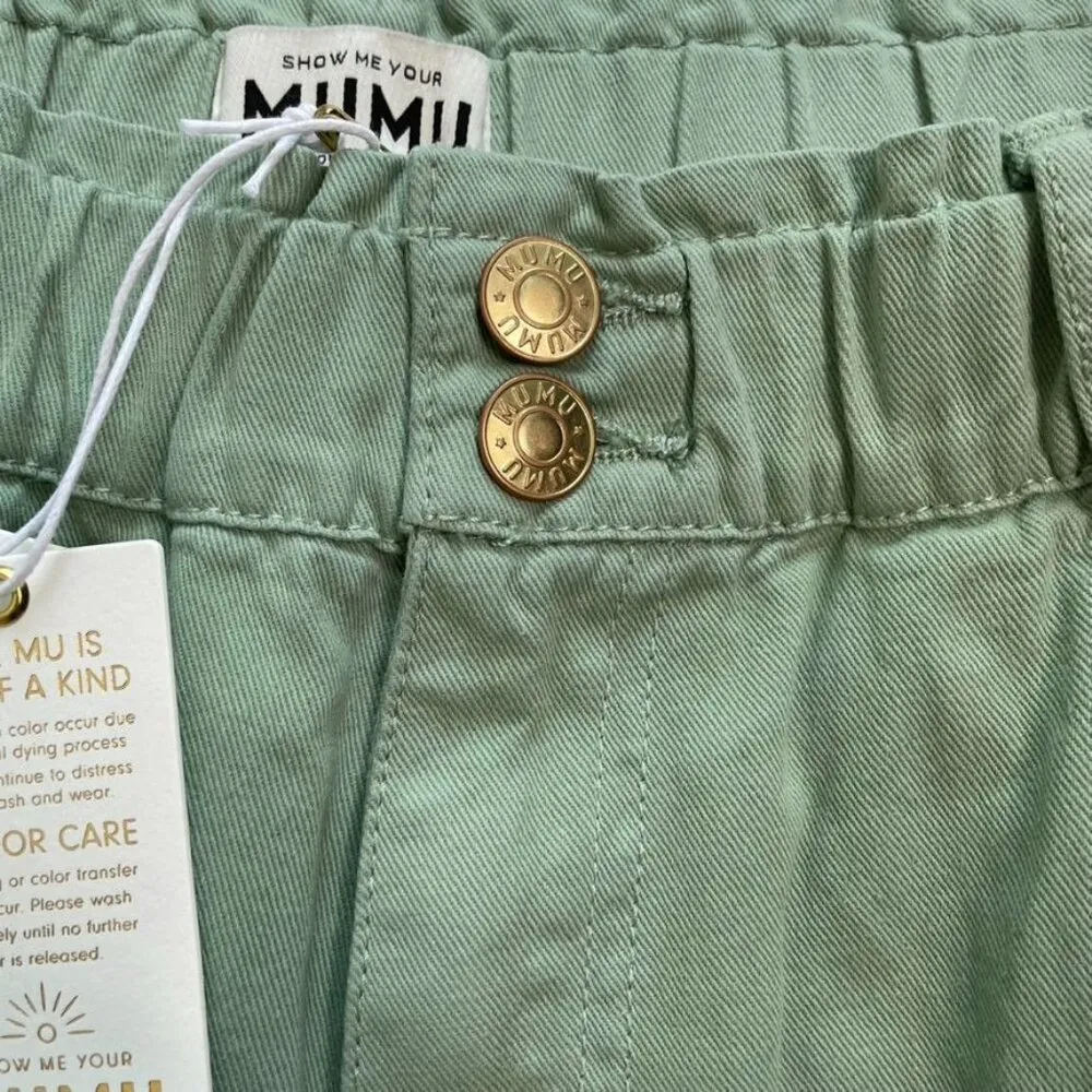 Show Me Your MuMu Womans Green Denim Mom Jeans Size 40 u High Rise Cropped - Image 4