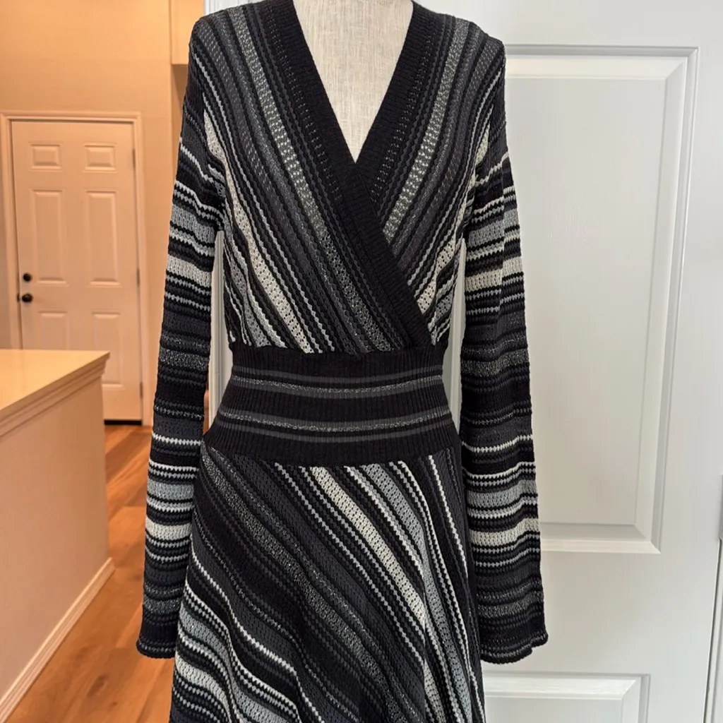 M Missoni faux wrap wool blend long sleeve midi dress - Image 3