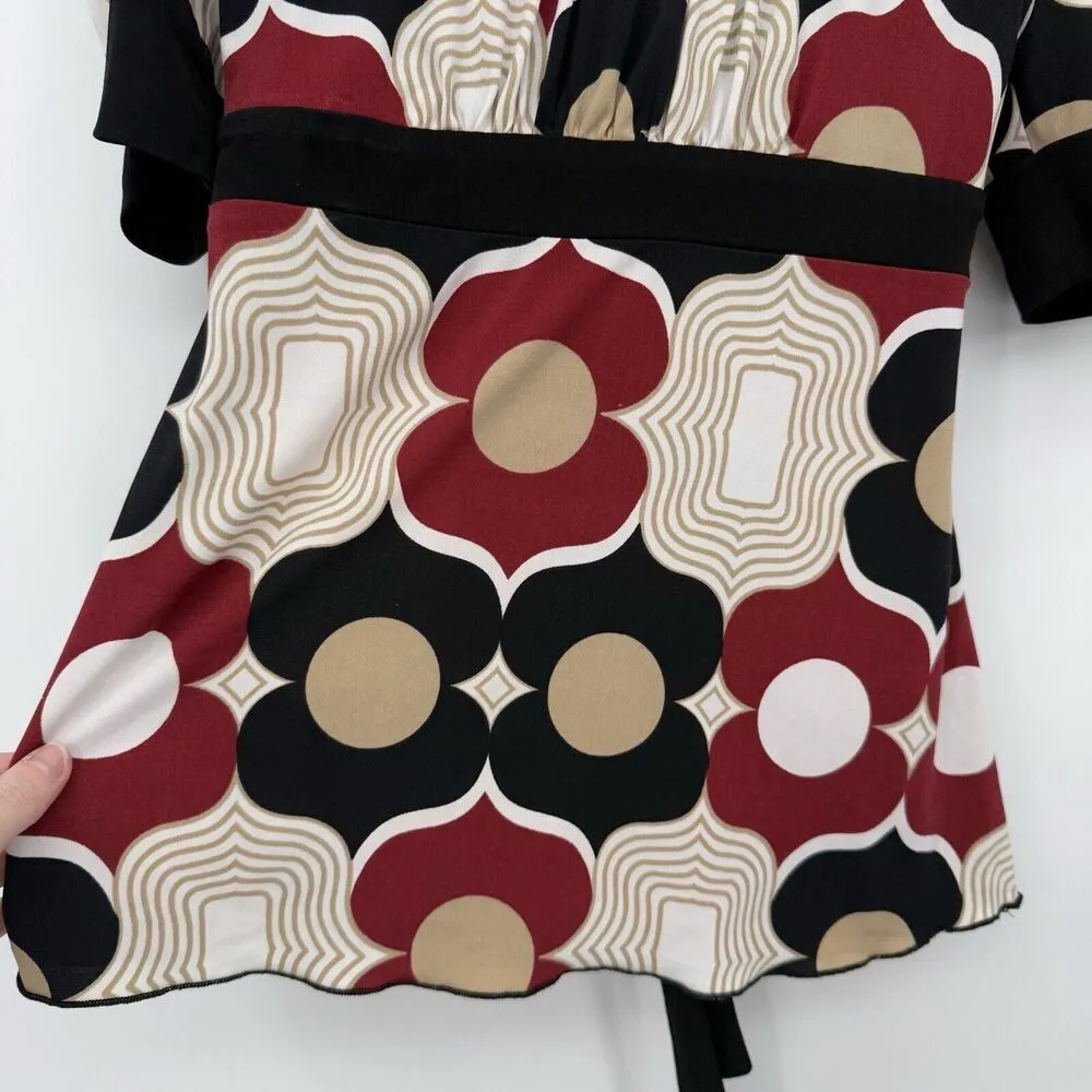 Takara  Multicolor Geometric Blouse Tie Size Medium Y2k Style - Image 5