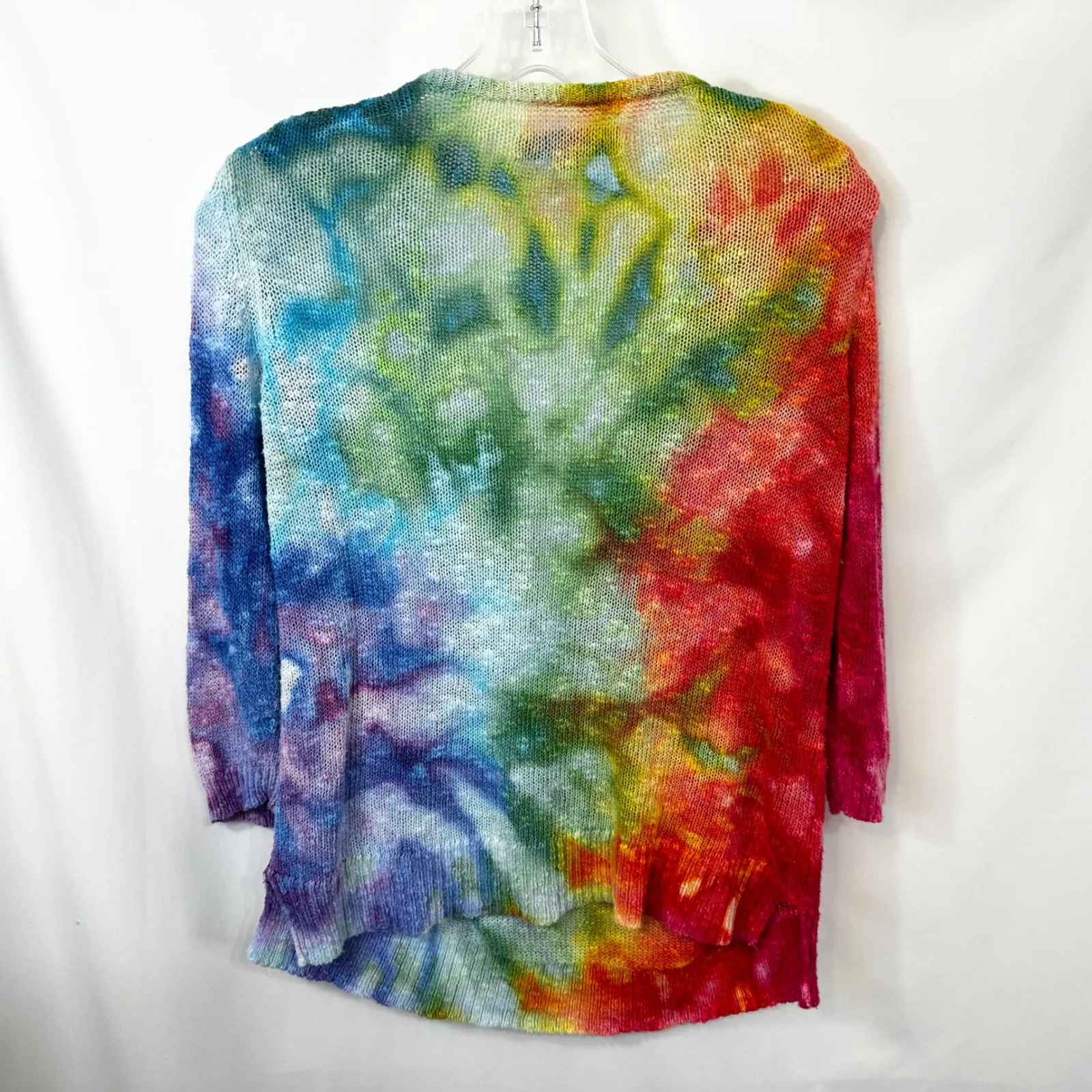 LOFT Medium Top Handmade Tie Dye V Neck Knit Sweater Rainbow Festival Boho 1752‎ - Image 2